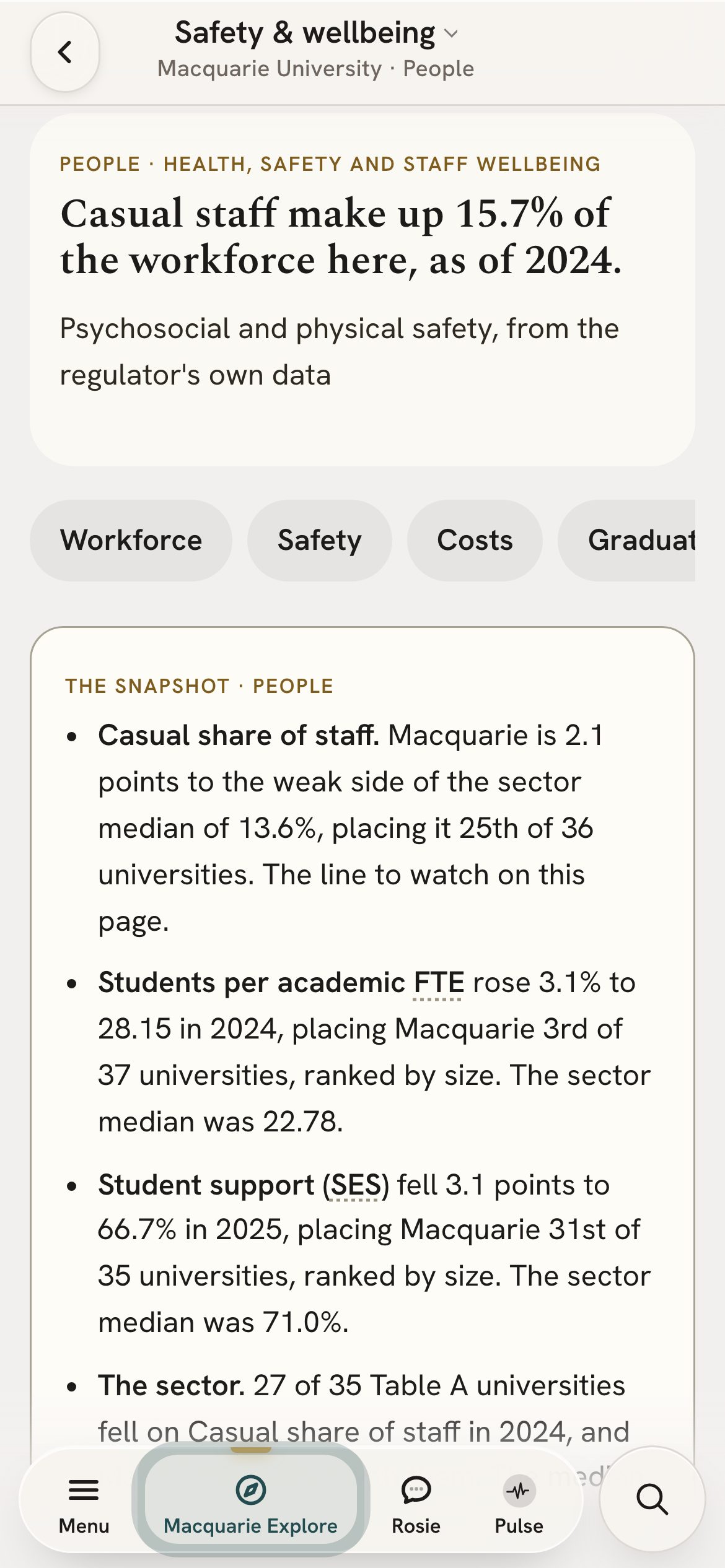 The safety and wellbeing page on a phone
