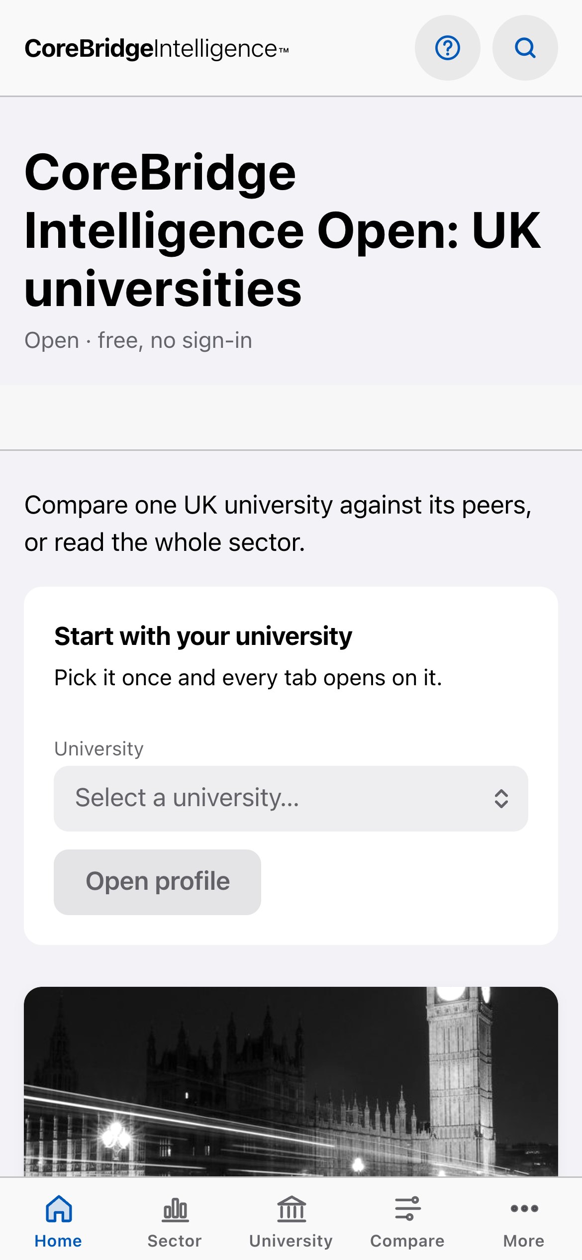 The free UK dashboard on a phone